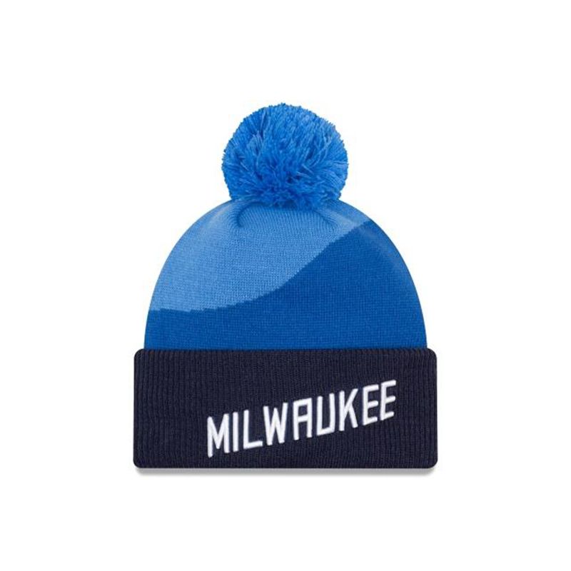 NBA Milwaukee Bucks City Edition Pom Knit (NMB8972) - Blue New Era Beanies